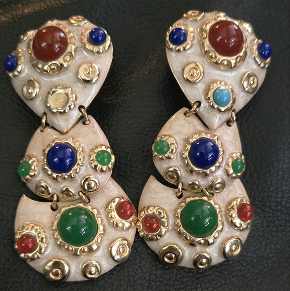 New York & Co. Elegant Multicolor Statement Clip On Earrings - Picture 3 of 6